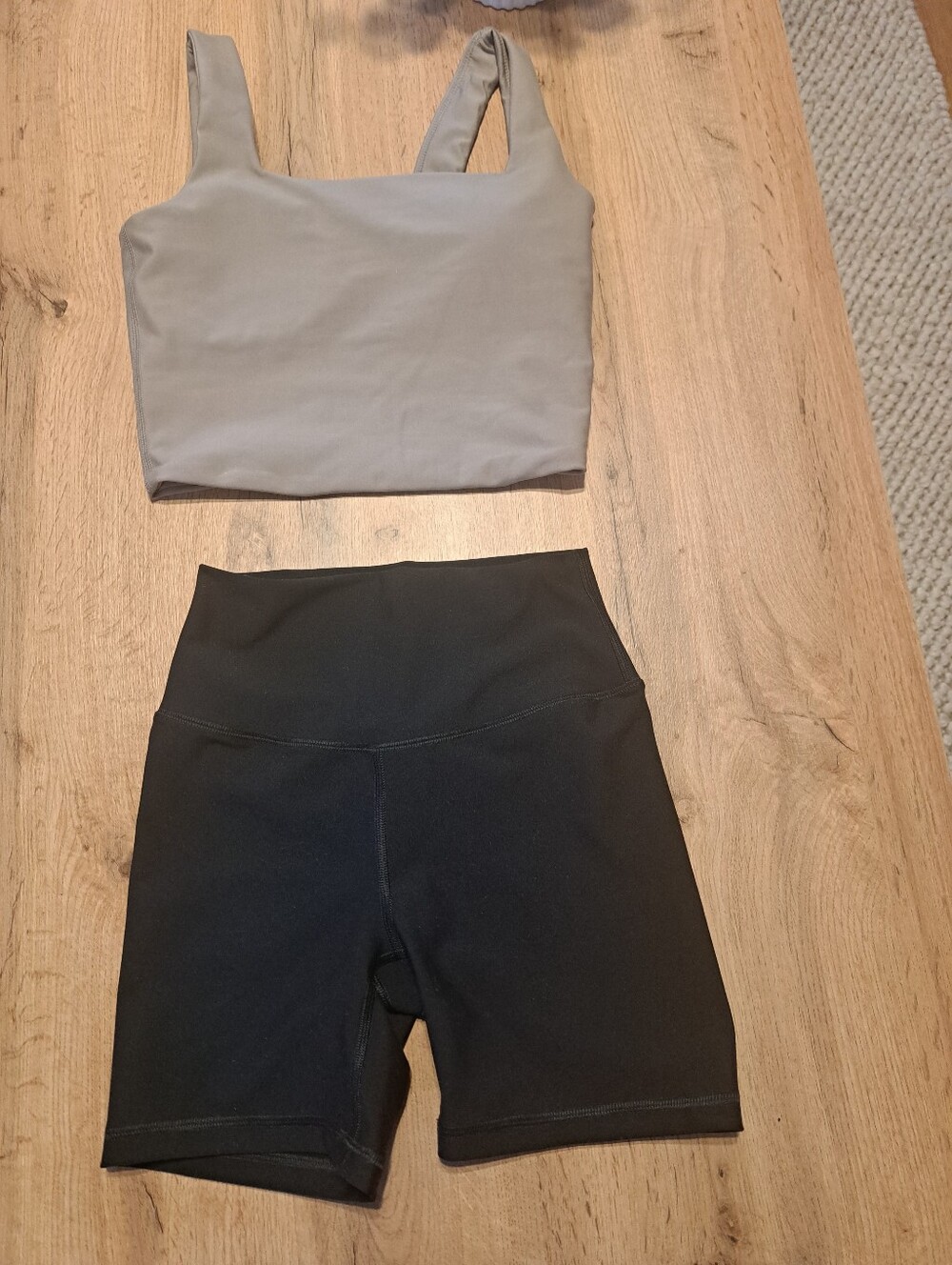 YPB Gray Crop Tank and Black High-Waist Bike Shorts Set Size XS/S